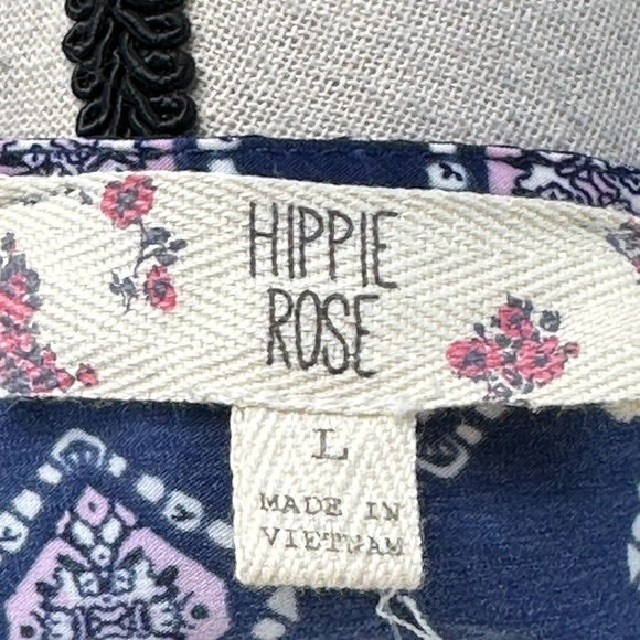 Hippie Rose Cap Sleeve Midi Dress - Navy Blue Pink - size Large - Picture 7 of 11